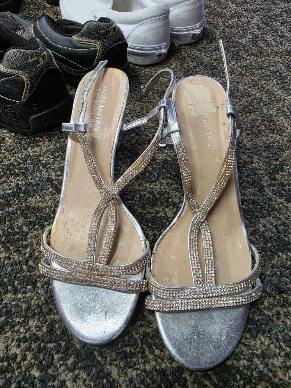 Manhattan Collection Silver Rhinestone Heels
